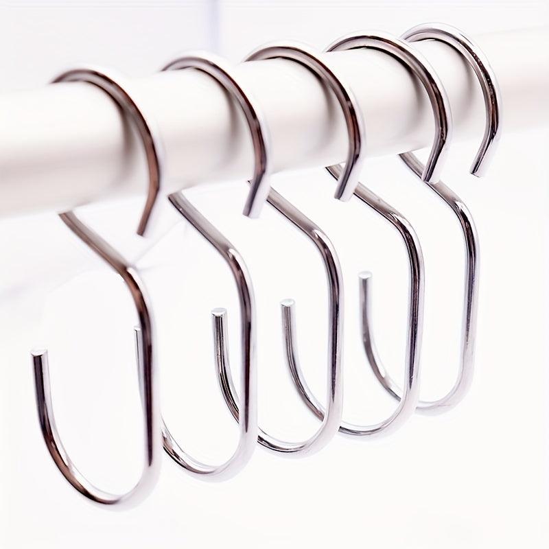 12pcs Long Shower Curtain Hook Waterproof Anti-Rust Metal Bathroom Accessory
