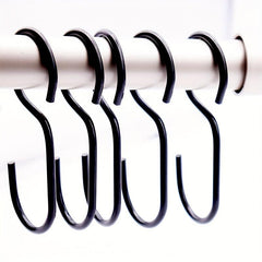 12pcs Long Shower Curtain Hook Waterproof Anti-Rust Metal Bathroom Accessory