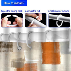 Orange & Grey Painting Shower Curtain 4pcs Set