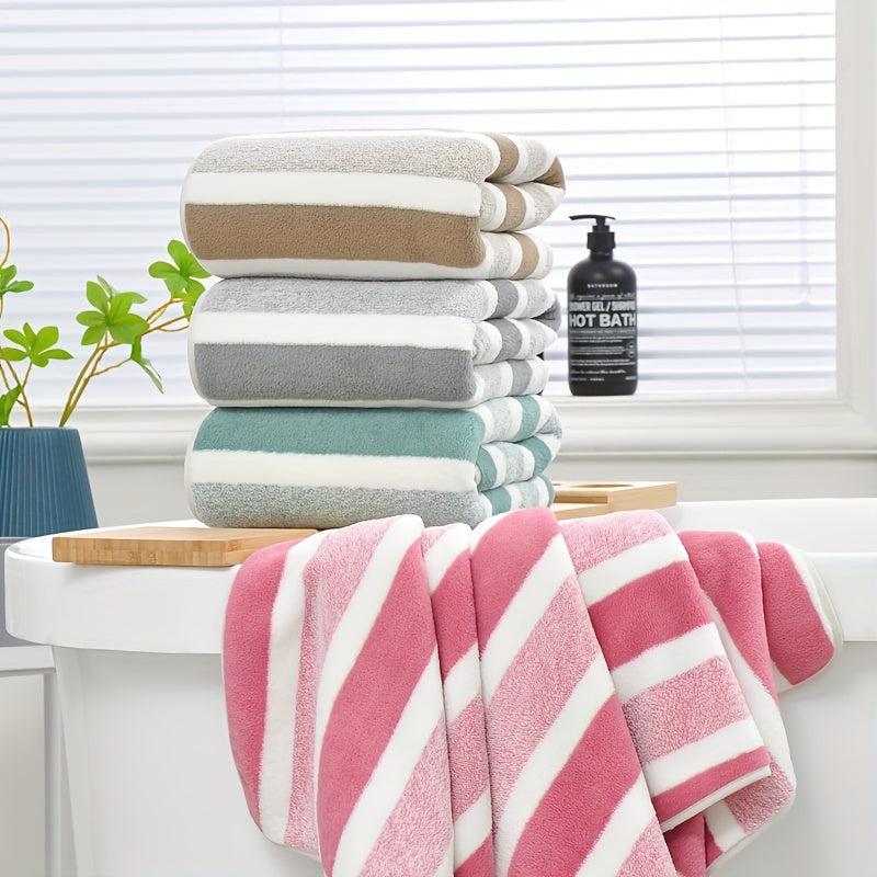 6pcs Striped Towel Set Soft Washcloth Hand Bath Towel Absorbent Towels