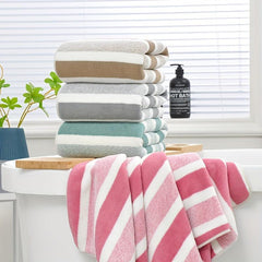 6pcs Striped Towel Set Soft Washcloth Hand Bath Towel Absorbent Towels