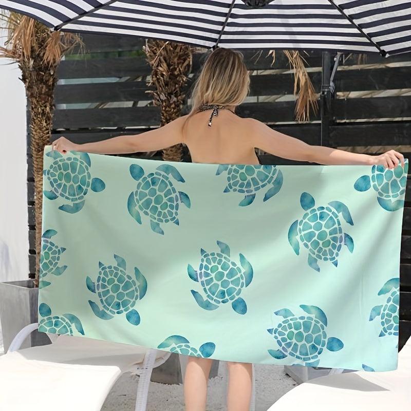 Sea Turtle Pattern Beach Towel Quick Drying Absorbent Microfiber Blanket