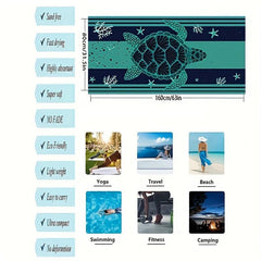 Sea Turtle Pattern Beach Towel Quick Drying Absorbent Microfiber Blanket
