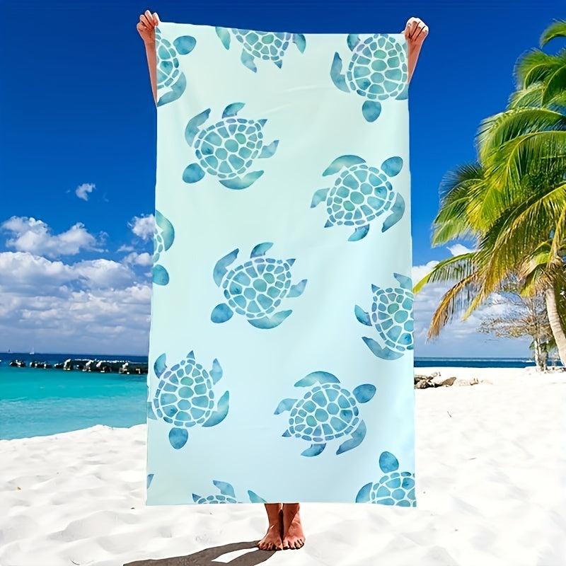 Sea Turtle Pattern Beach Towel Quick Drying Absorbent Microfiber Blanket