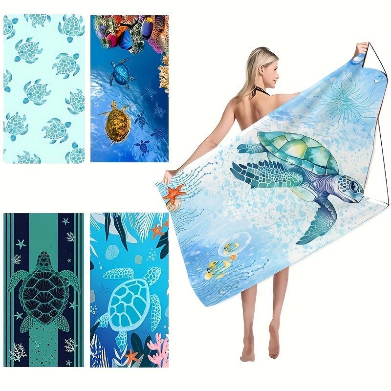 Sea Turtle Pattern Beach Towel Quick Drying Absorbent Microfiber Blanket