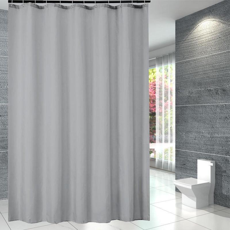 Solid Polyester Fabric Shower Curtain Waterproof Bathroom Decor