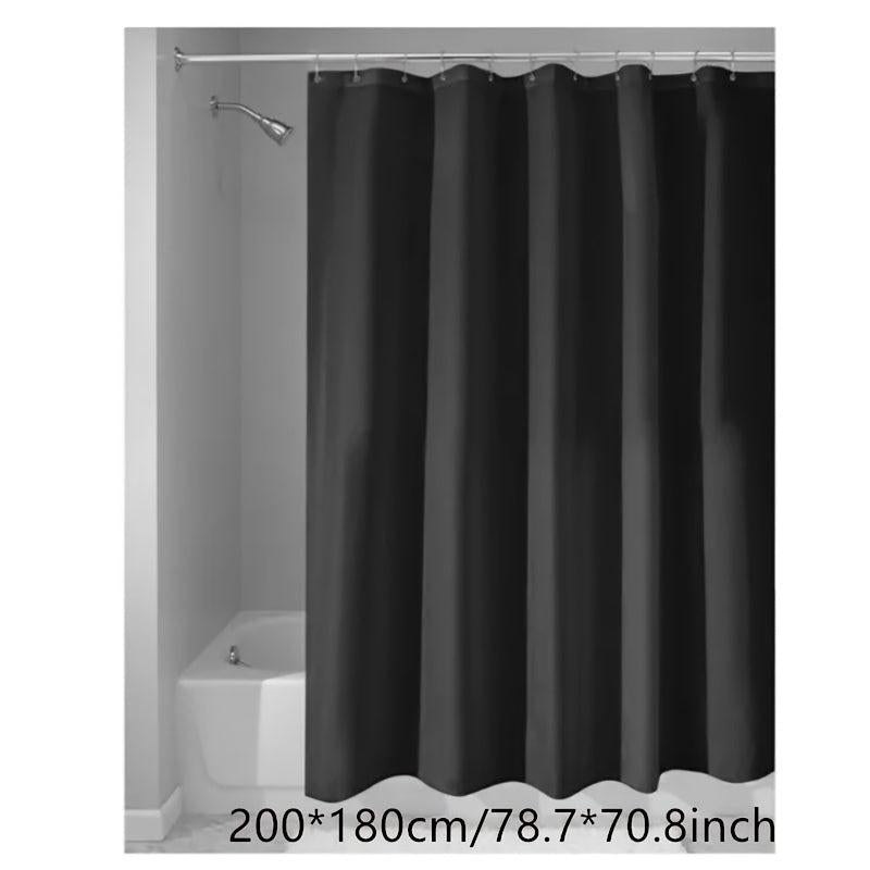 Solid Polyester Fabric Shower Curtain Waterproof Bathroom Decor