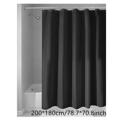 Solid Polyester Fabric Shower Curtain Waterproof Bathroom Decor