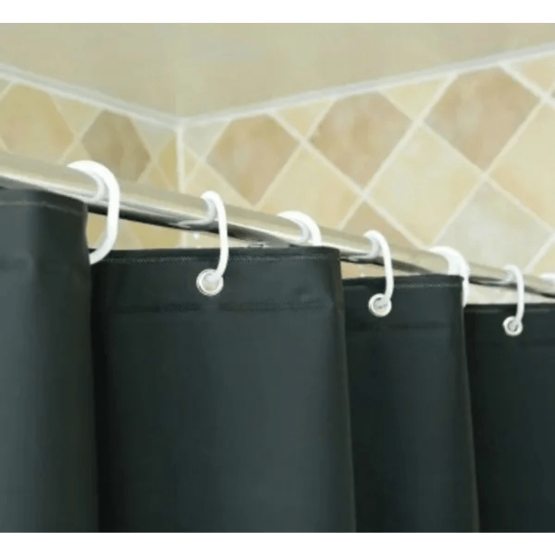 Solid Polyester Fabric Shower Curtain Waterproof Bathroom Decor