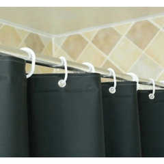 Solid Polyester Fabric Shower Curtain Waterproof Bathroom Decor