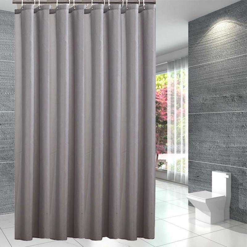 Solid Polyester Fabric Shower Curtain Waterproof Bathroom Decor