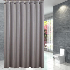Solid Polyester Fabric Shower Curtain Waterproof Bathroom Decor