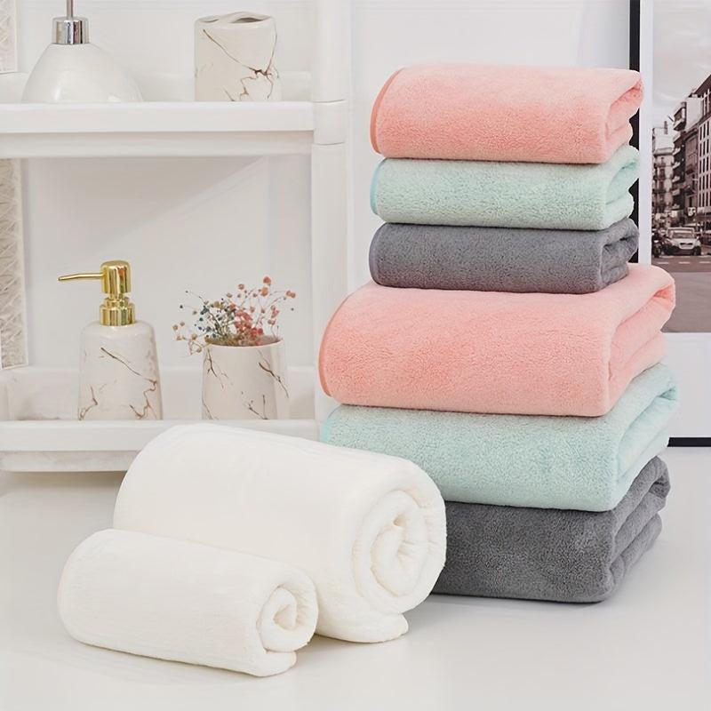 3pcs Solid Towel Set Soft Hand Bath Towel Quick Drying Absorbent Towels