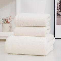 3pcs Solid Towel Set Soft Hand Bath Towel Quick Drying Absorbent Towels