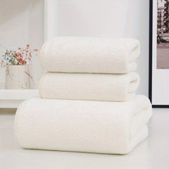 3pcs Solid Towel Set Soft Hand Bath Towel Quick Drying Absorbent Towels