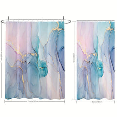 Dreamy Marble Gilded Bathroom Curtain with Plastic Hooks