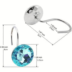 12pcs Rhinestone Shower Curtain Hooks Stainless Steel Bathroom Decor