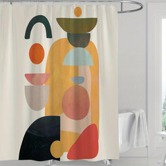 Abstract Geometric Printed Shower Curtain with 12 Hooks
