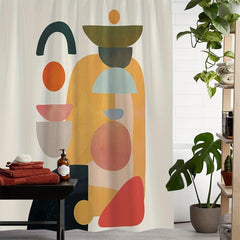 Abstract Geometric Printed Shower Curtain with 12 Hooks