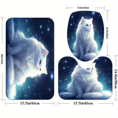 Cat Shower Curtain Set with 12 Hooks and Bathroom Rug - Bathroom Decor