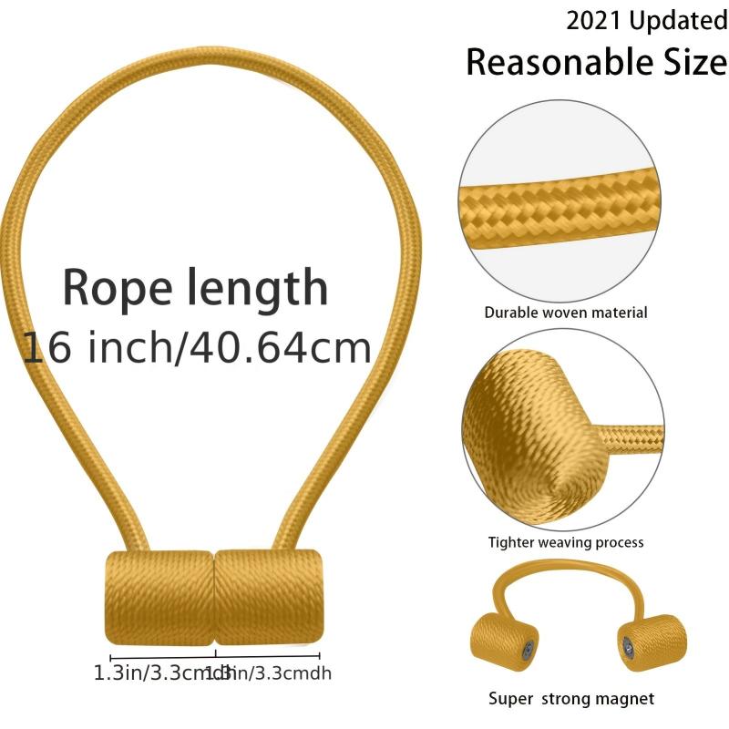 2pcs Magnetic Curtain Tieback Drapery Holdback Holder Rope Black
