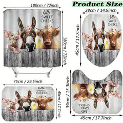 Farm Animal Shower Curtain Set with 12 Hooks