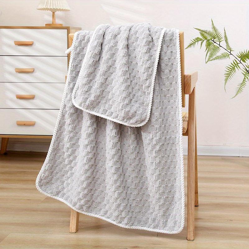 Soft Coral Fleece Towel Set, Absorbent Hand and Bath Towel