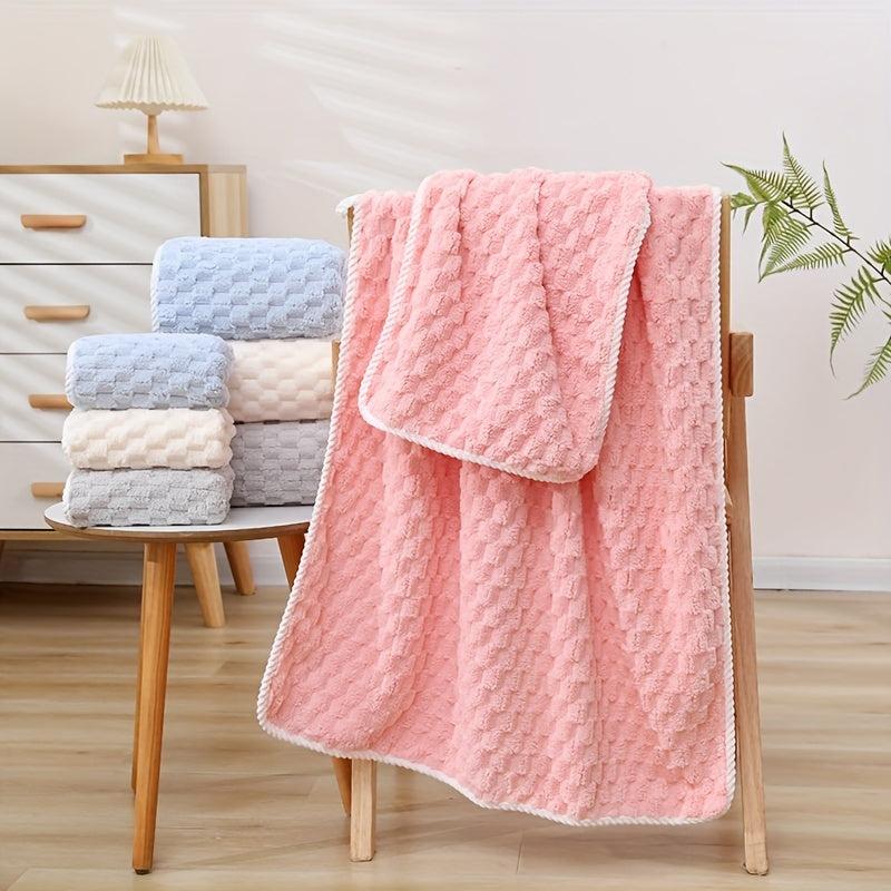 Soft Coral Fleece Towel Set, Absorbent Hand and Bath Towel