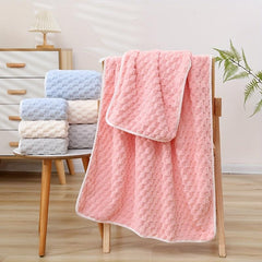 Soft Coral Fleece Towel Set, Absorbent Hand and Bath Towel