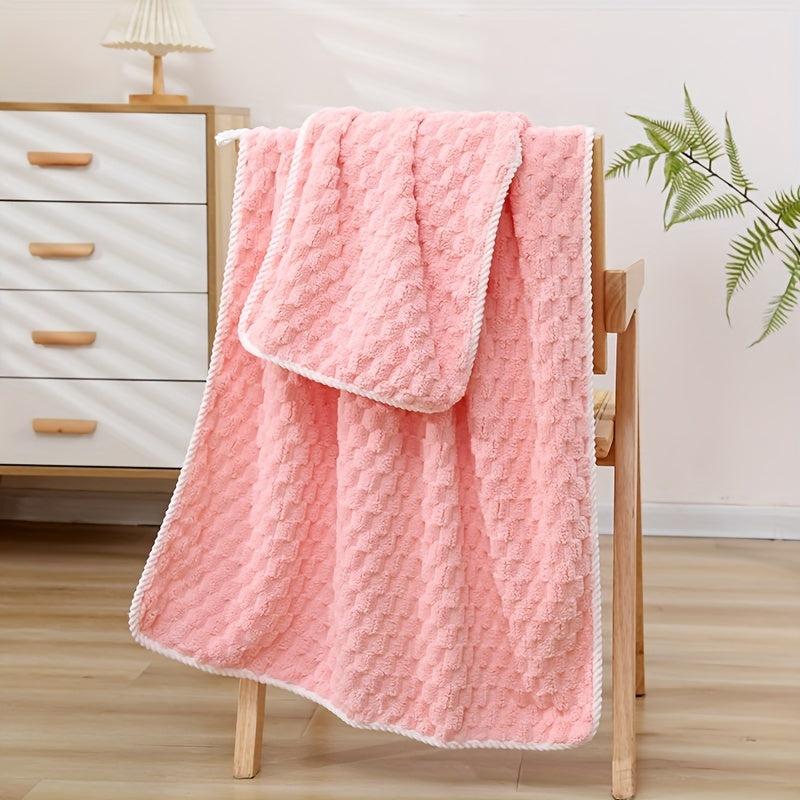 Soft Coral Fleece Towel Set, Absorbent Hand and Bath Towel