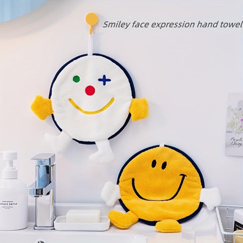 Smile Face Fingertip Towel Happy Face Pattern Hanging Towel