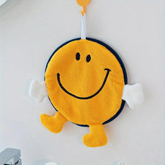 Smile Face Fingertip Towel Happy Face Pattern Hanging Towel