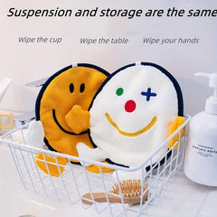 Smile Face Fingertip Towel Happy Face Pattern Hanging Towel