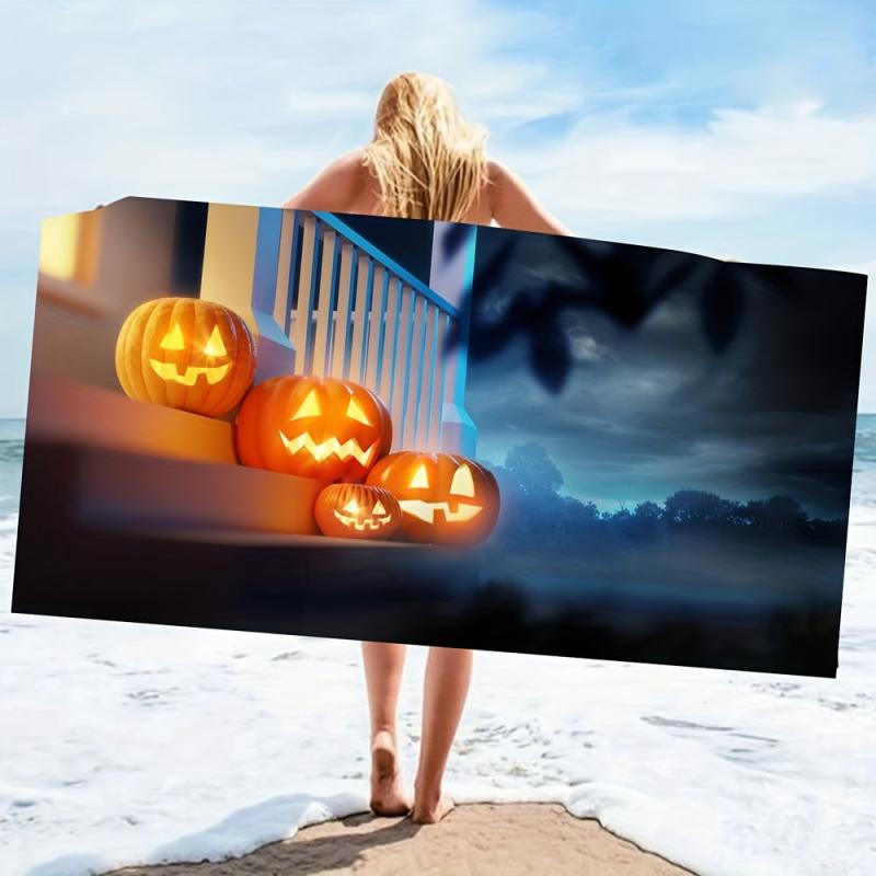Pumpkin Pattern Beach Towel Quick Drying Soft Blanket