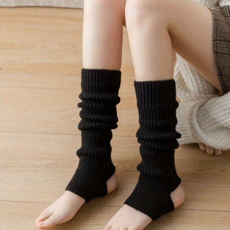Solid Knit Leg Warmer Winter Thermal Foot Socks