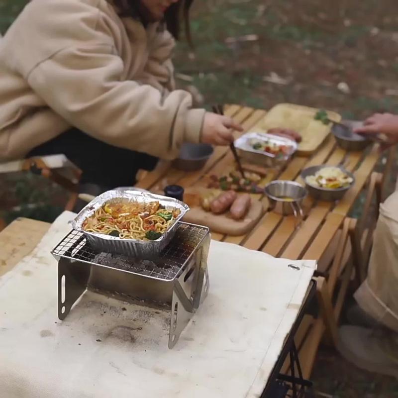 Foldable Stainless Steel BBQ Grill Portable Charcoal Stove