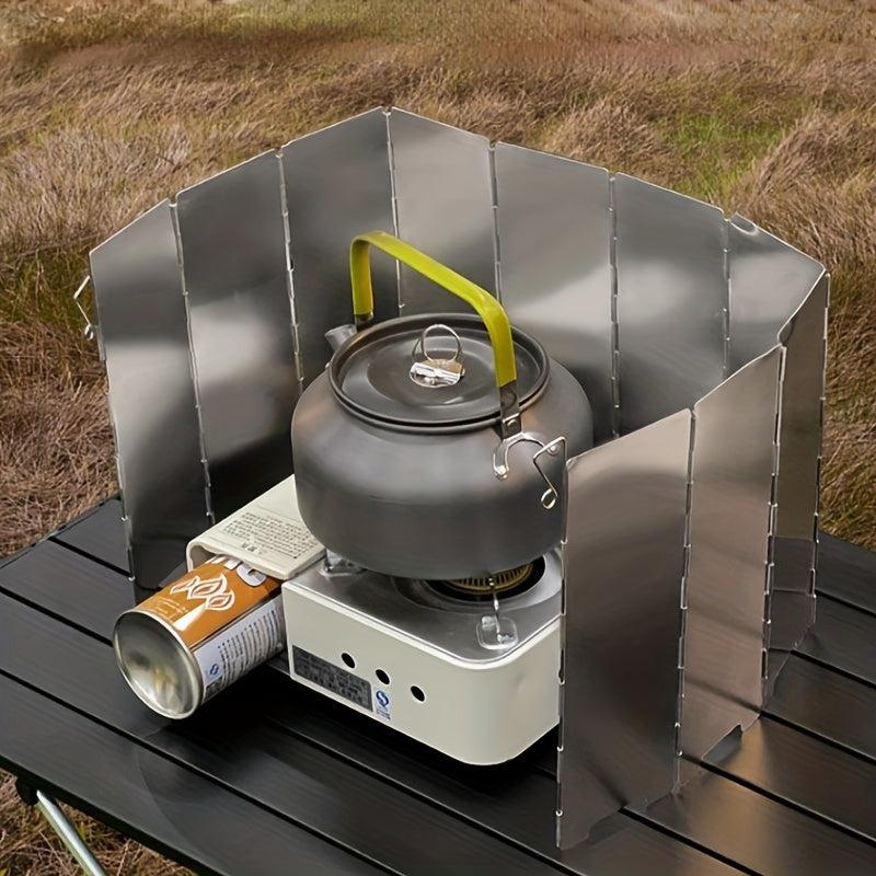 10 Panels Folding Stove Windscreen Aluminium Alloy Windshield