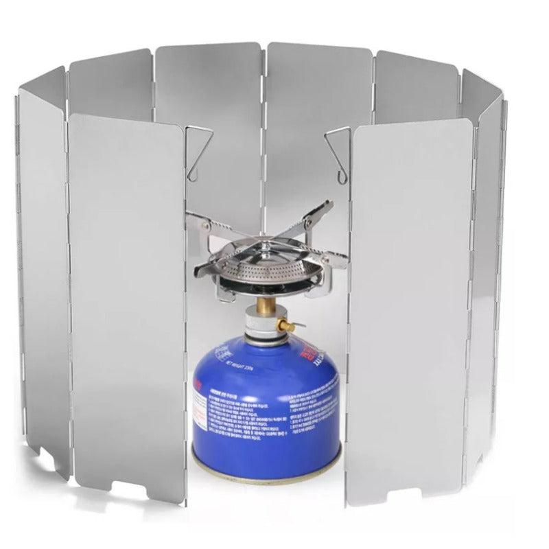 10 Panels Folding Stove Windscreen Aluminium Alloy Windshield