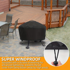 Waterproof Round Fire Pit Cover Heavy Duty PVC Coating Buckles Drawstring