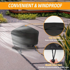 Waterproof Round Fire Pit Cover Heavy Duty PVC Coating Buckles Drawstring