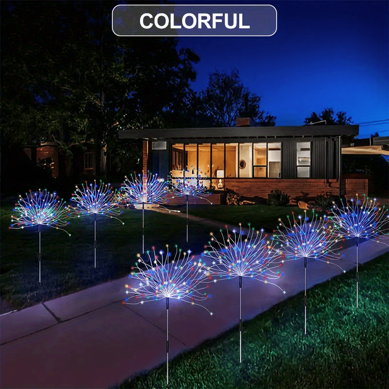 Solar Grass Dandelion Fireworks Lights - 8 Lighting Modes