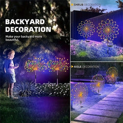 Solar Grass Dandelion Fireworks Lights - 8 Lighting Modes