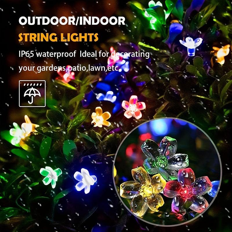 Solar Garden Light LED Flower Fairy String Lights Outdoor Christmas Lamp