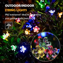 Solar Garden Light LED Flower Fairy String Lights Outdoor Christmas Lamp