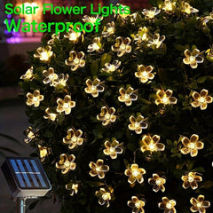 Solar Garden Light LED Flower Fairy String Lights Outdoor Christmas Lamp