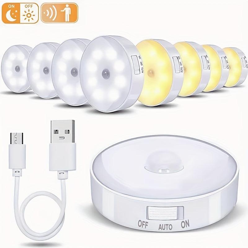 8 LED Motion Sensor Night Light USB Rechargeable Outdoor Deck Light