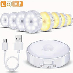 8 LED Motion Sensor Night Light USB Rechargeable Outdoor Deck Light