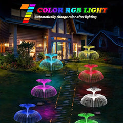 Solar Flower Lights Outdoor Garden Double Layer Jellyfish Solar Yard Lights