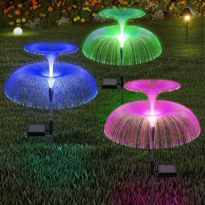 Solar Flower Lights Outdoor Garden Double Layer Jellyfish Solar Yard Lights