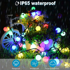 8 Pattern LED Solar Ball String Lights Outdoor Waterproof